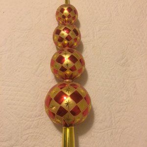 RARE Radko 4 Ball Florence Red & Gold finial tree topper
